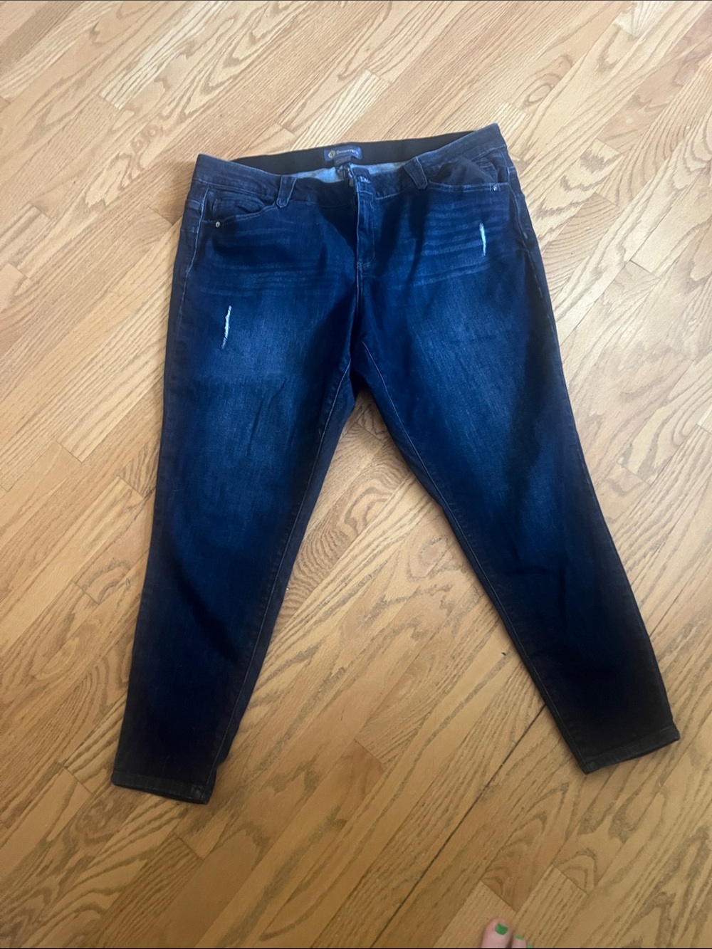 Democracy Dark Blue Stretch Jeggings with Subtle Distress